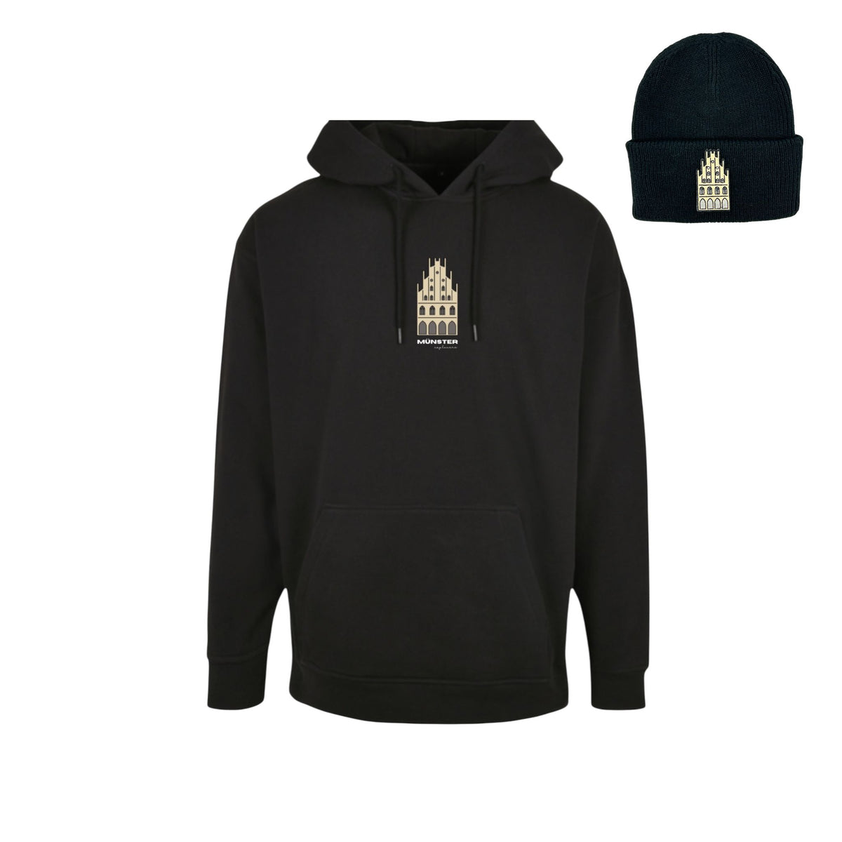 Bundle | Rathaus Oversize Hoodie + Beanie Schwarz